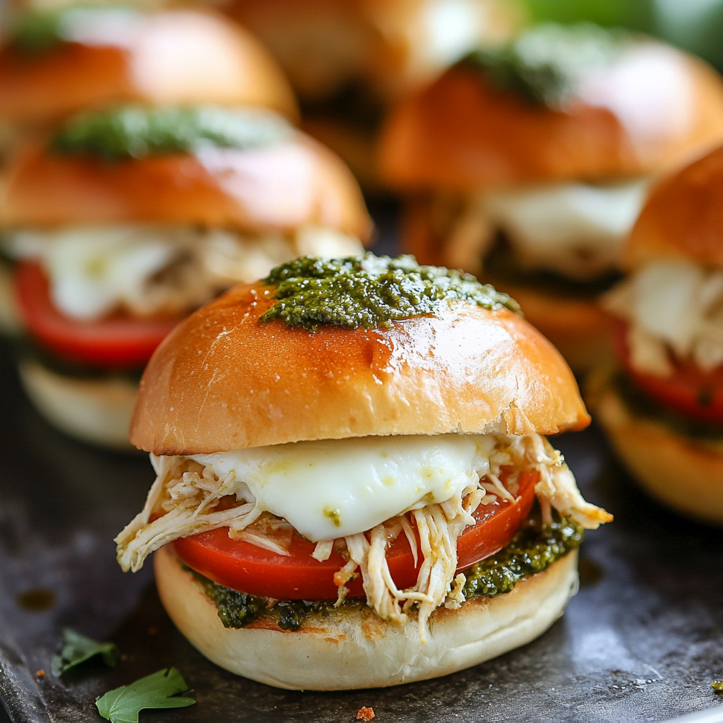 Pesto Chicken Caprese Sliders