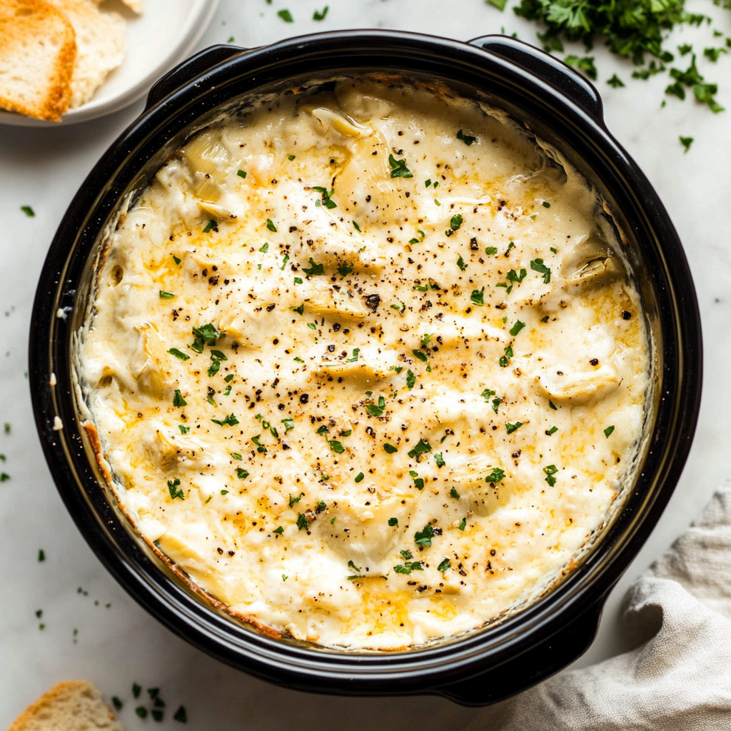 Crockpot Artichoke and Cheese Dip