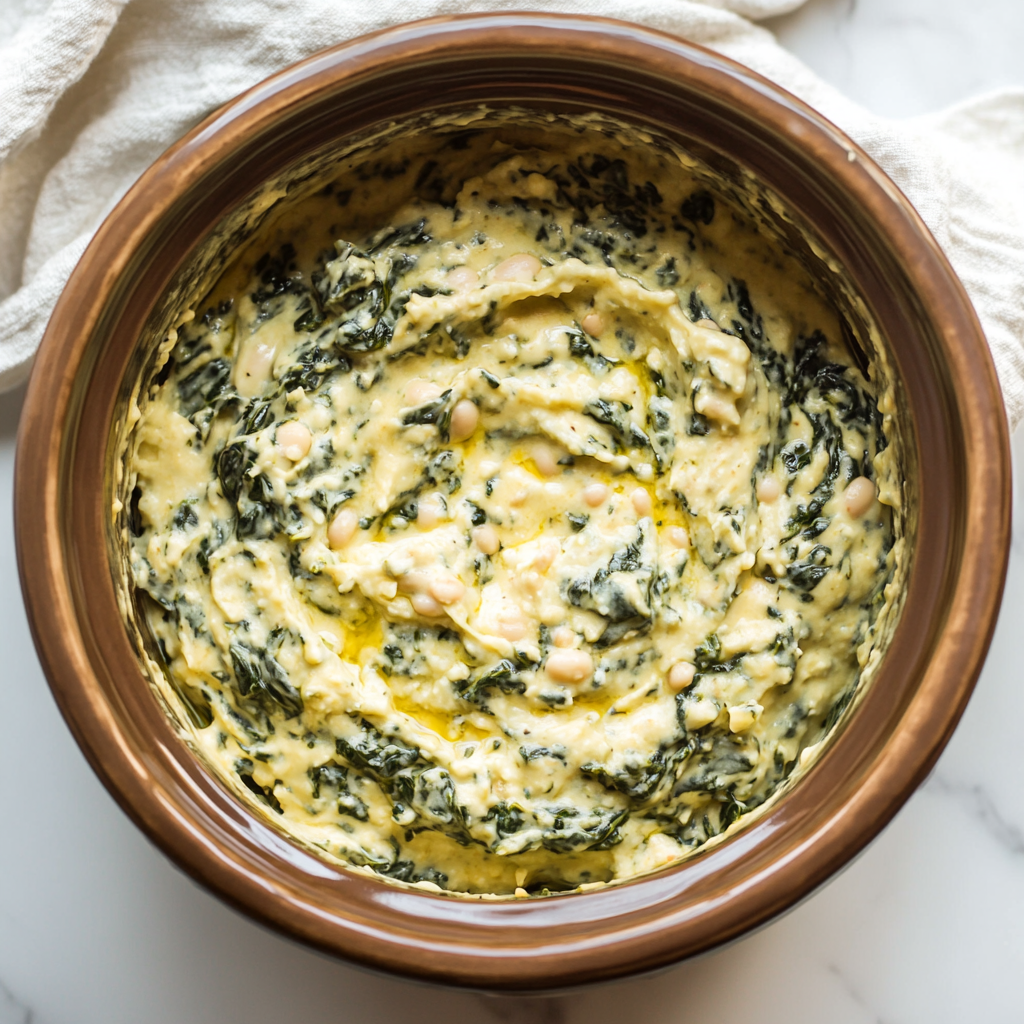 Crockpot White Bean and Spinach Dip