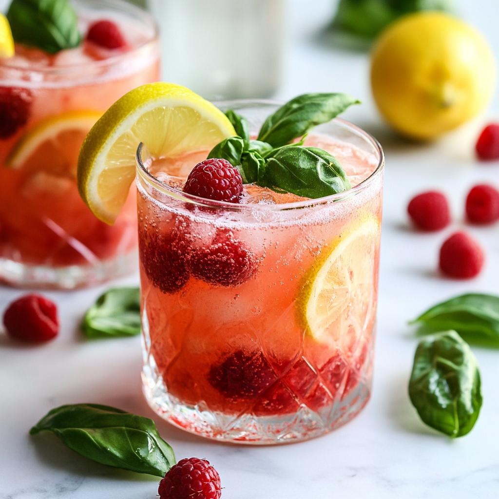 Raspberry Lemon Basil Fizz