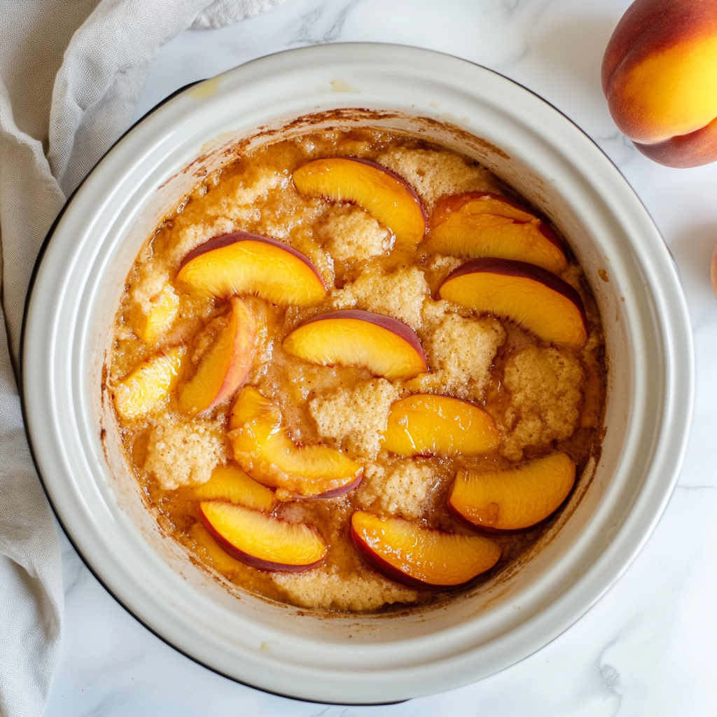 Crockpot Peach Cobbler