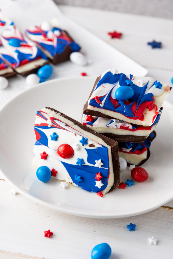 Patriotic Red, White, and Blue Chocolate Bark