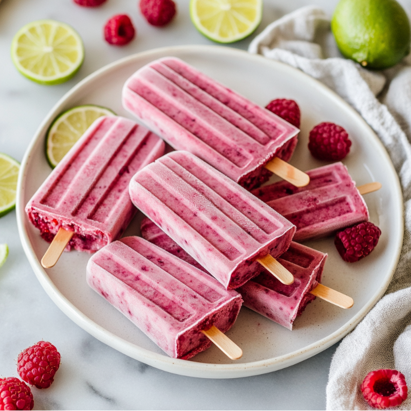 Raspberry Lime Popsicles