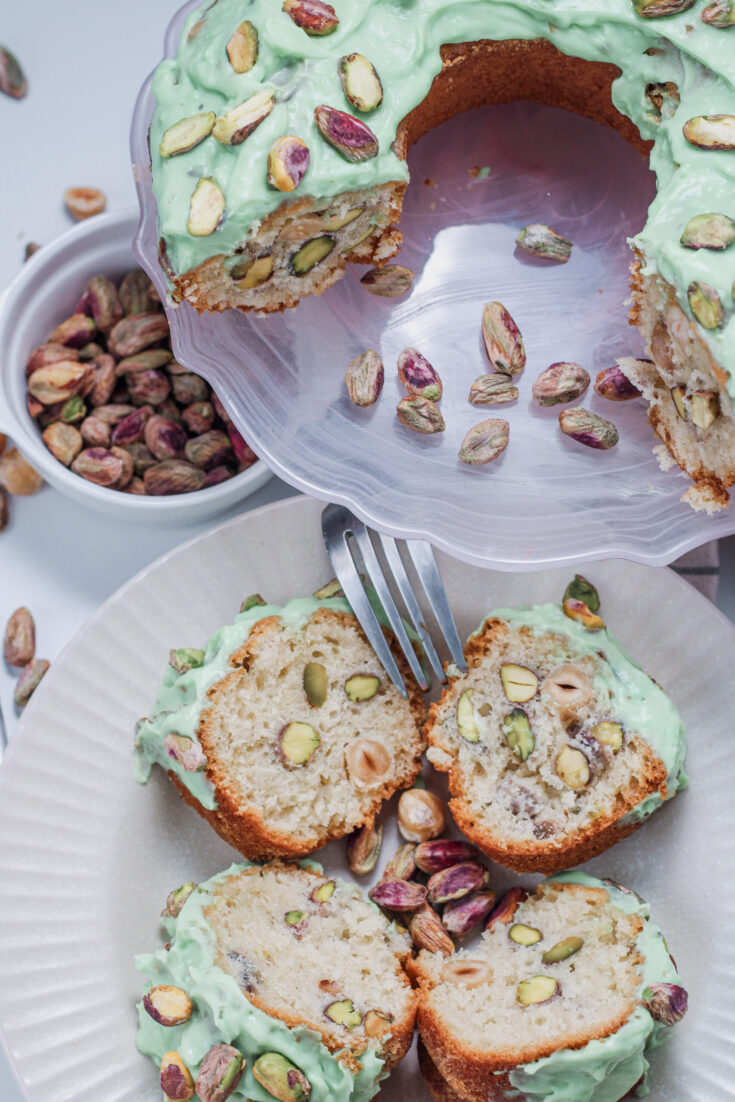 Pistachio Bundt Cake with Creamy Jello Glaze