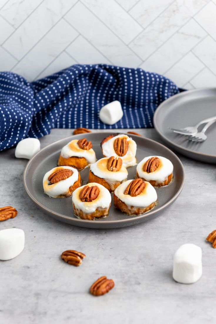 Sweet Potato Bites with Marshmallows & Pecans