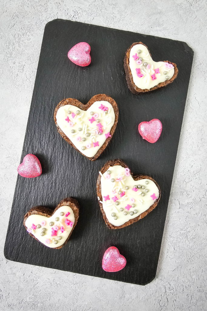 White Chocolate Frosted Brownie Hearts